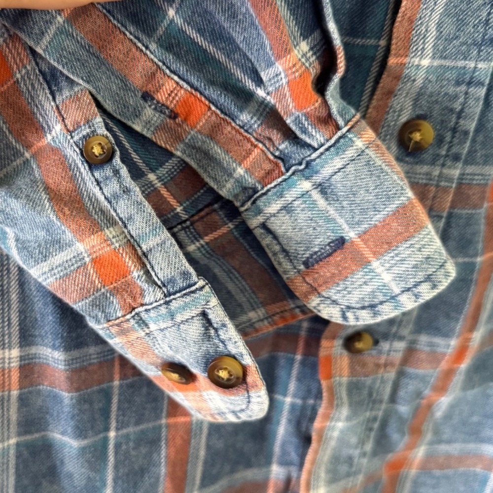 Plaid Flannel Mens Shirt Large Lumberjack Cottagecore Cabin Workwear Grunge Fall - Picture 2 of 6
